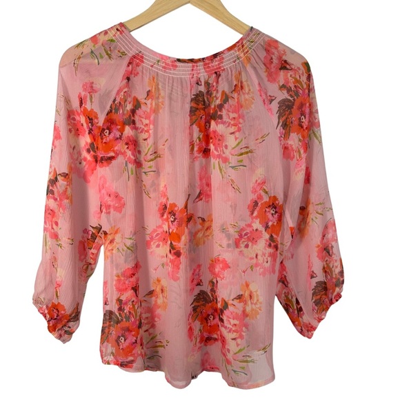 Sundance Sheer Silk Pink Floral Top SZ Medium Lightweight Cottagecore GUC - Picture 7 of 7